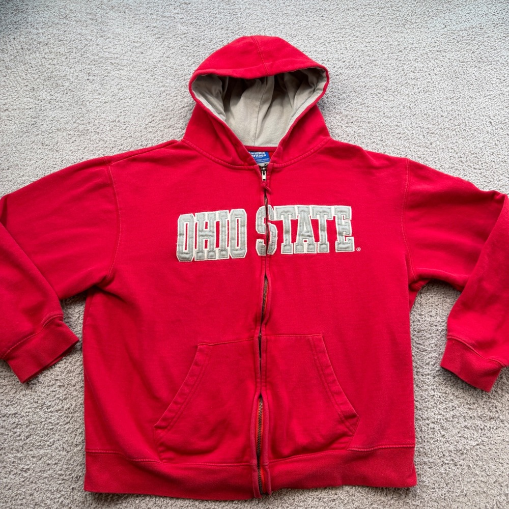 Campus Heritage Ohio State Buckeyes Full Zip Hoodie Red Mens XL Spellout Logo